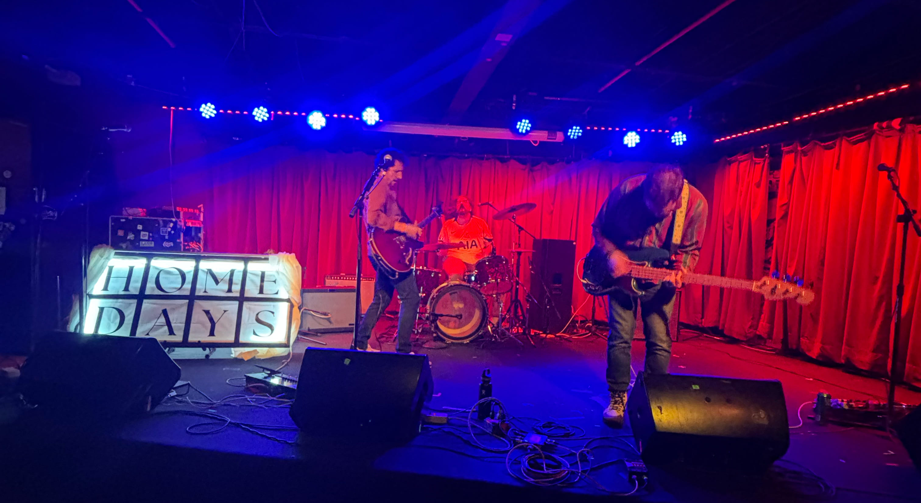 Our stage lighting is a shower curtain and a smart home light